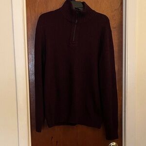 American Eagle Outfitters Men's Burgundy Zip-Up Sweater